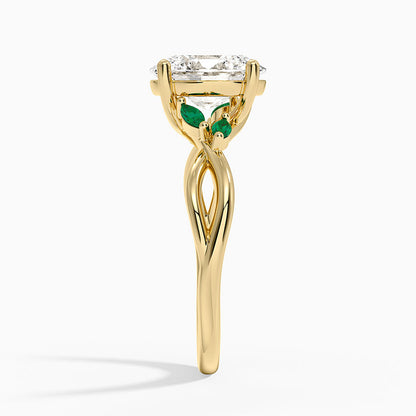 Willow Ring With Lab Emerald Accents - Oval Cut Center Stone
