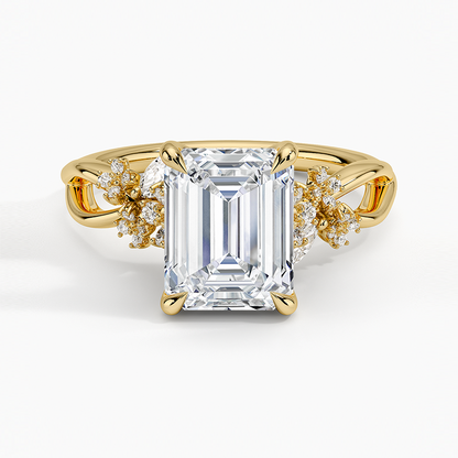 Summer Blossom Diamond Ring (1/4 ct. tw.) - Emerald Cut Center Stone
