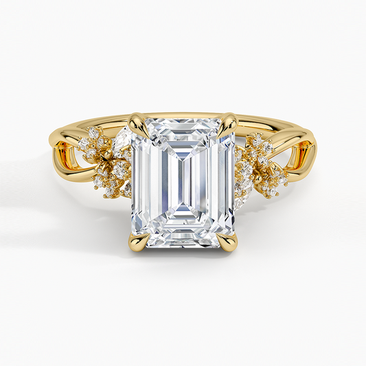 Summer Blossom Diamond Ring (1/4 ct. tw.) - Emerald Cut Center Stone