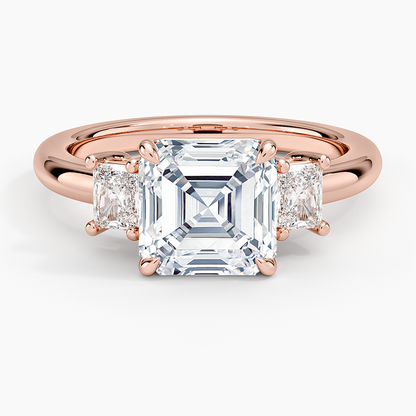 Helena Radiant-Cut Three Stone Diamond Ring (3/8 ct. tw.) - Asscher Cut Center Stone