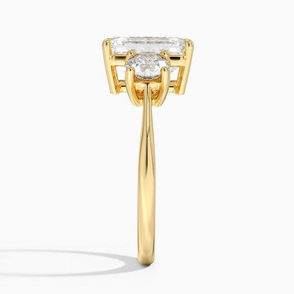 Luxe Selene Three Stone Diamond Ring (2/3 ct. tw.) - Emerald Cut Center Stone