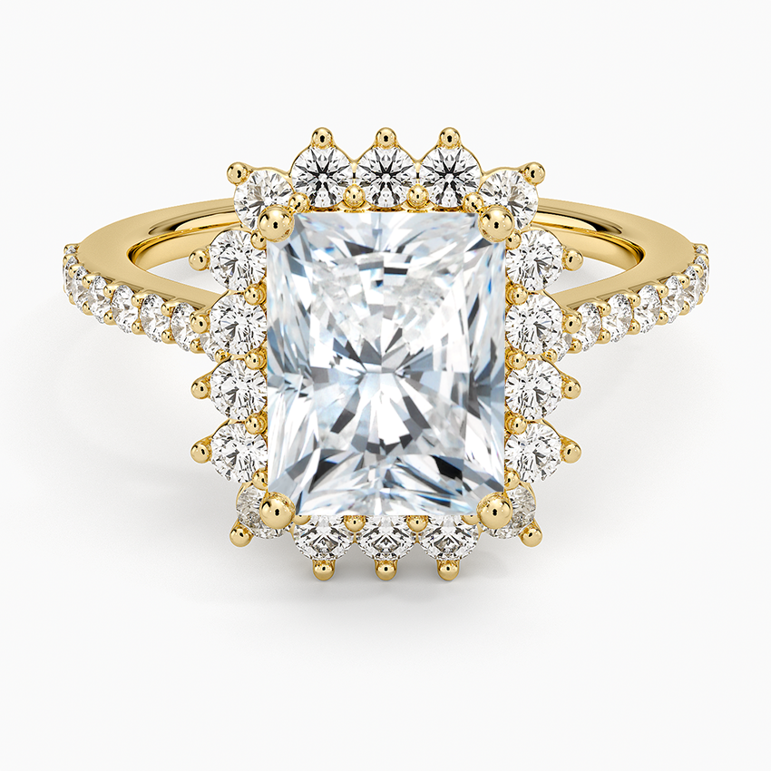 Luxe Sunburst Halo Diamond Ring (1/2 ct. tw.) - Radiant Cut Center Stone