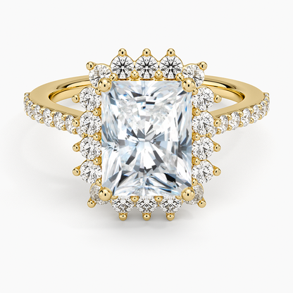 Luxe Sunburst Halo Diamond Ring (1/2 ct. tw.) - Radiant Cut Center Stone
