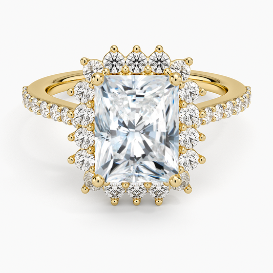 Luxe Sunburst Halo Diamond Ring (1/2 ct. tw.) - Radiant Cut Center Stone