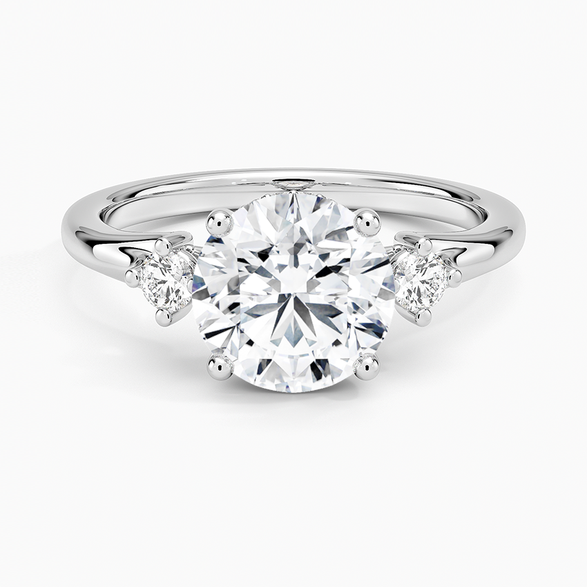 Floating Three Stone Diamond Ring - Round Center Stone