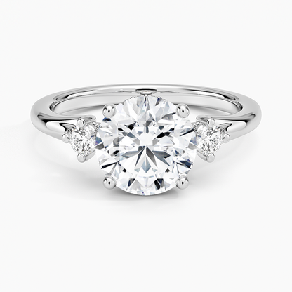Floating Three Stone Diamond Ring - Round Center Stone