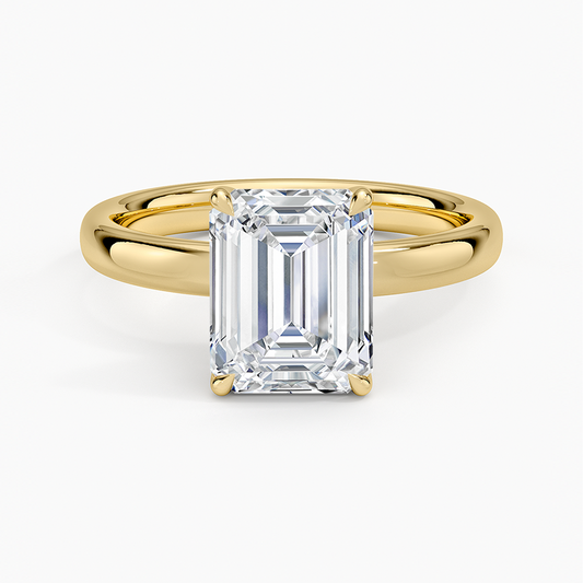 Elodie 2.5mm Solitaire Ring - Emerald Cut Center Stone