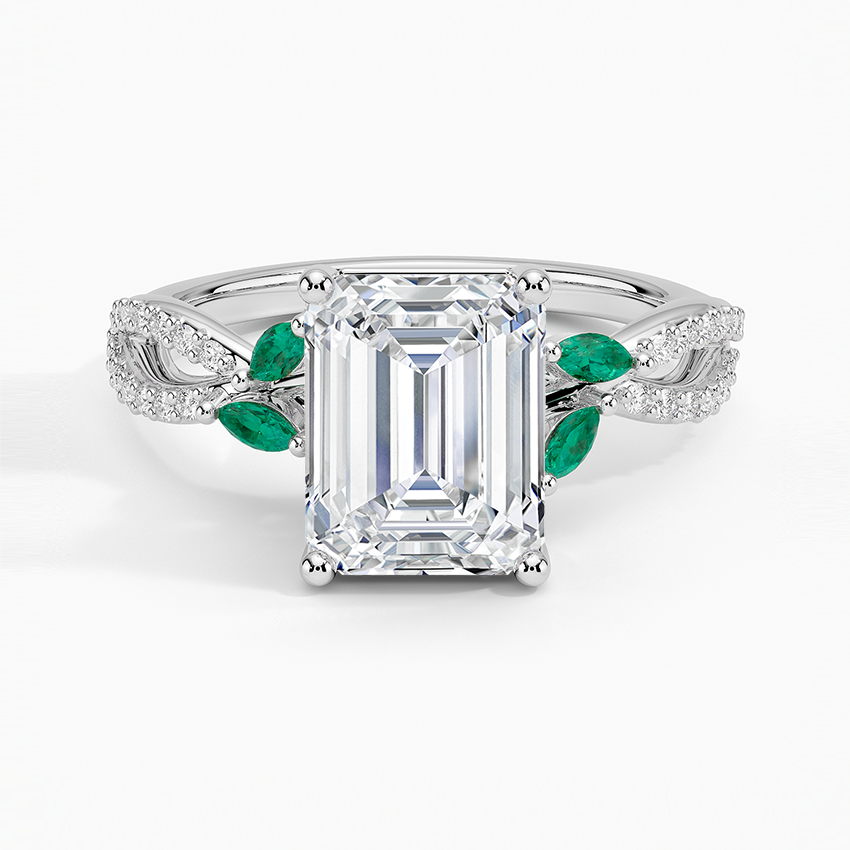 Luxe Willow Lab Emerald and Diamond Ring (1/8 ct. tw.) - Emerald Cut Center Stone