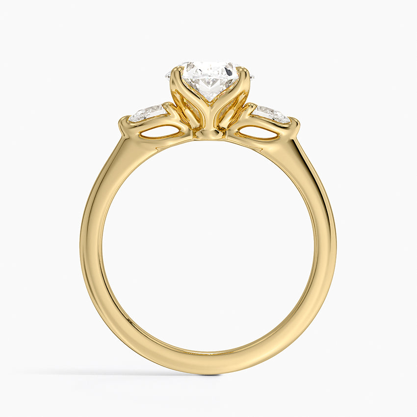 Petite Fleur Three Stone Diamond Ring - Oval Center Stone