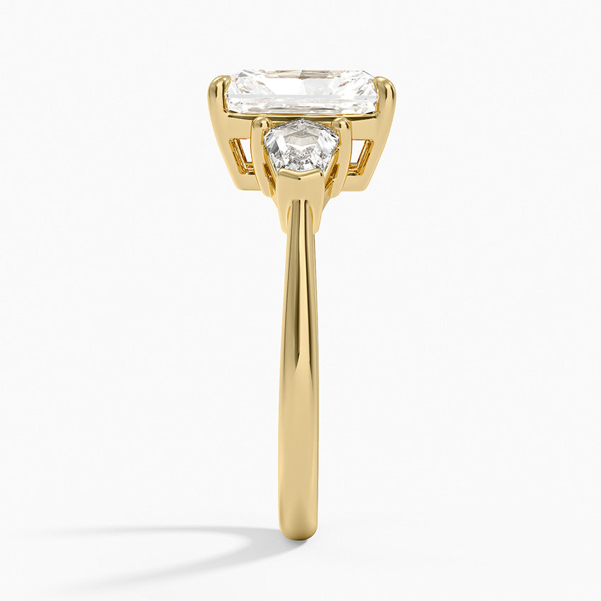 Shield Cut Three Stone Diamond Ring (1/2 ct. tw.) - Radiant Cut Center Stone