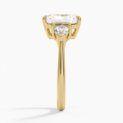 Shield Cut Three Stone Diamond Ring (1/2 ct. tw.) - Radiant Cut Center Stone