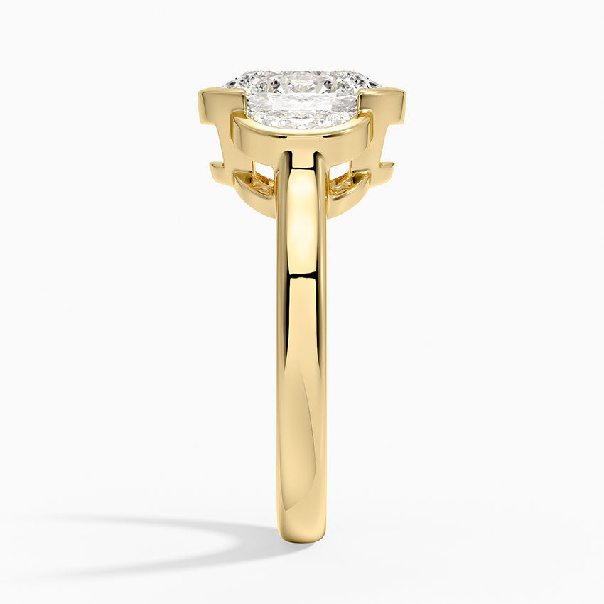 Half Moon Three Stone Bezel Diamond Ring (1/2 ct. tw.) - Oval Cut Center Stone