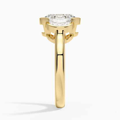 Half Moon Three Stone Bezel Diamond Ring (1/2 ct. tw.) - Oval Cut Center Stone