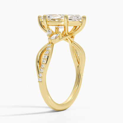 Petite Twisted Willow Diamond Ring - Marquise Center Stone