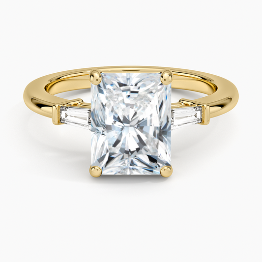 Symphony Tapered Baguette Three Stone Diamond Ring (1/5 ct. tw.) - Radiant Cut Center Stone