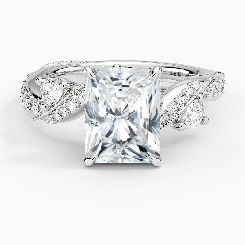 Grand Camellia Diamond Ring - Radiant Cut Center Stone
