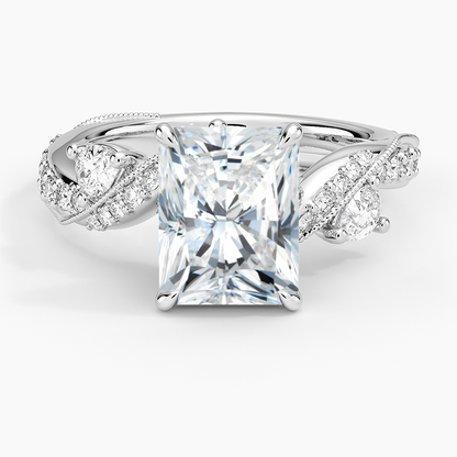 Grand Camellia Diamond Ring - Radiant Cut Center Stone
