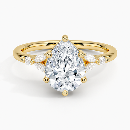 Verbena Diamond Ring - Pear Cut Center Stone