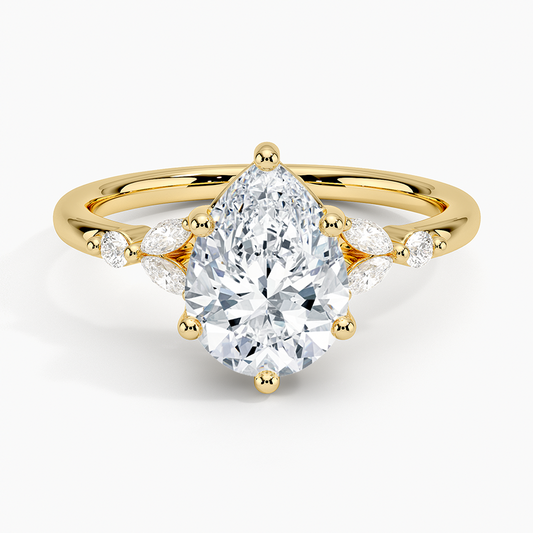 Verbena Diamond Ring - Pear Cut Center Stone