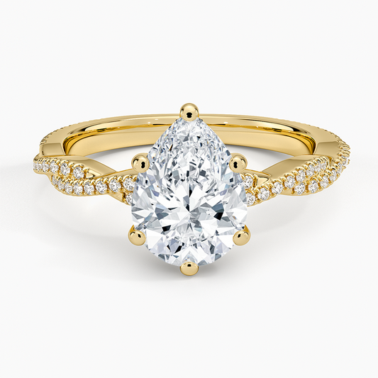 Petite Luxe Twisted Vine Diamond Ring (1/4 ct. tw.) - Pear Center Stone