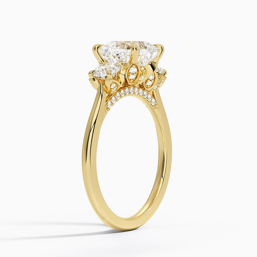 Petal Three Stone Diamond Ring (2/3 ct. tw.) - Cushion Cut Center Stone