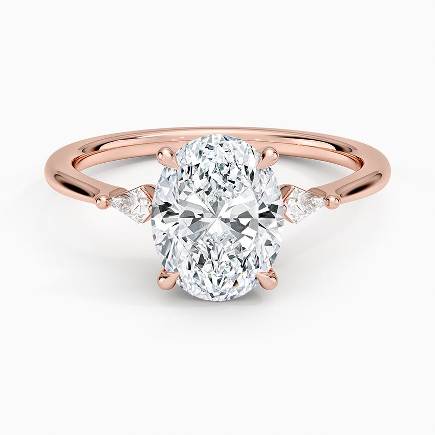 Petite Cometa Three Stone Diamond Ring - Oval Center Stone