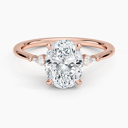 Petite Cometa Three Stone Diamond Ring - Oval Center Stone