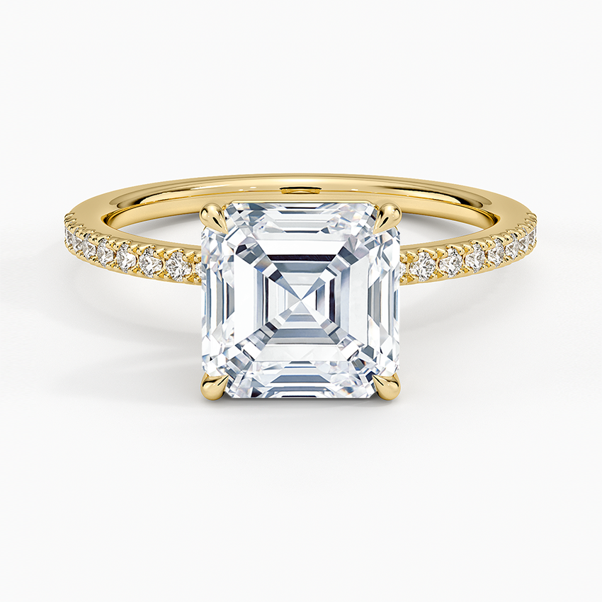 Perfect Fit Half Coverage Diamond Ring - Asscher Cut Center Stone