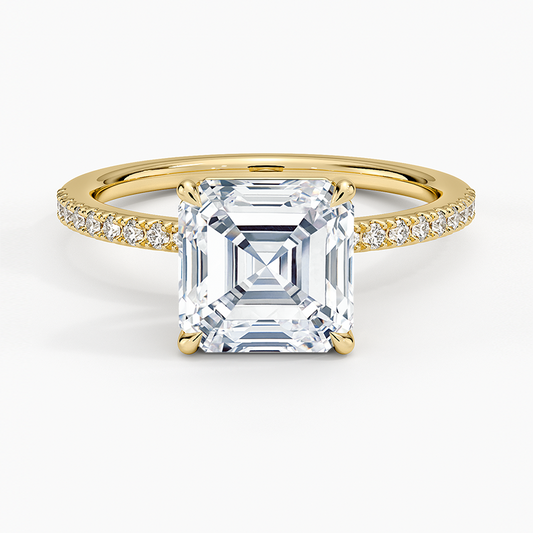 Perfect Fit Half Coverage Diamond Ring - Asscher Cut Center Stone