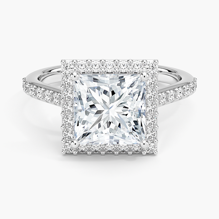 Halo Diamond Ring with Side Stones (1/3 ct. tw.) - Princess Cut Center Stone