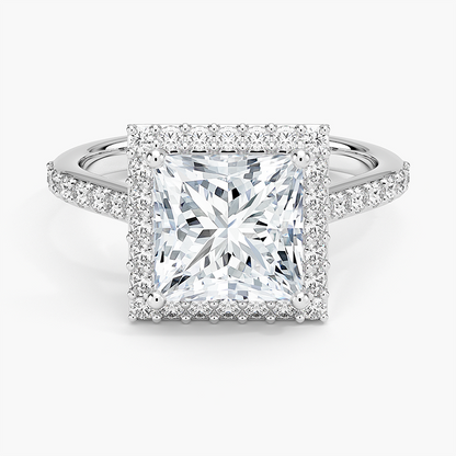 Halo Diamond Ring with Side Stones (1/3 ct. tw.) - Princess Cut Center Stone