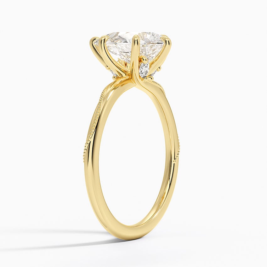Adorned Camellia Milgrain Diamond Ring - Pear Cut Center Stone