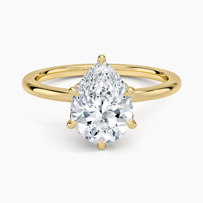 Petal Six Prong Diamond Ring - Pear Center Stone