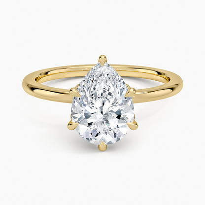 Petal Six Prong Diamond Ring - Pear Center Stone