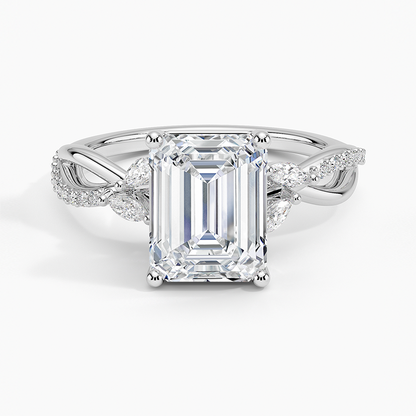 Petite Twisted Willow Diamond Ring - Emerald Cut Center Stone