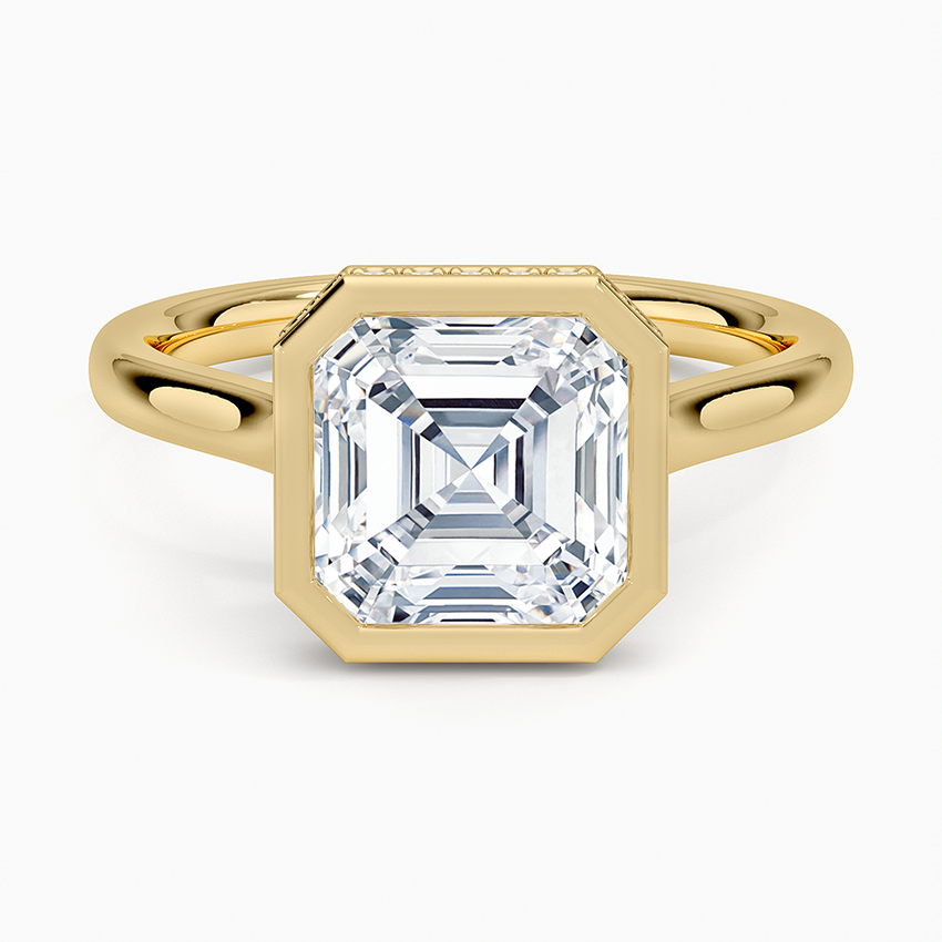 Luna Hidden Halo Diamond Ring - Asscher Cut Center Stone