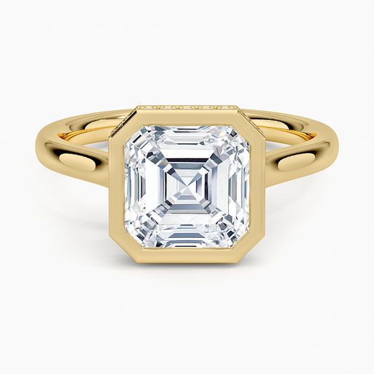 Luna Hidden Halo Diamond Ring - Asscher Cut Center Stone