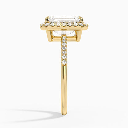Cambria Halo Diamond Ring - Emerald Cut Center Stone
