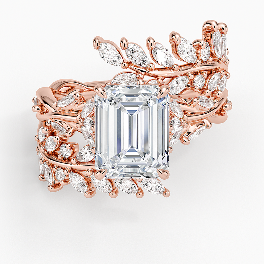 Secret Garden Wrap Diamond Ring - Emerald Cut Center Stone