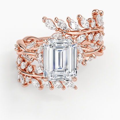 Secret Garden Wrap Diamond Ring - Emerald Cut Center Stone