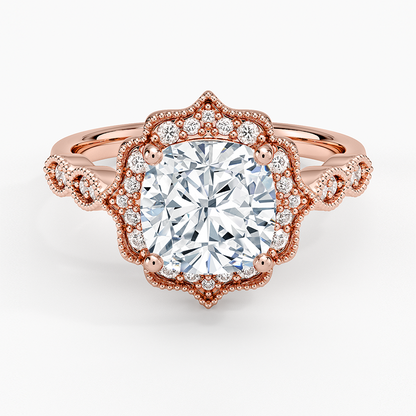 Cadenza Halo Diamond Ring - Cushion Cut Center Stone
