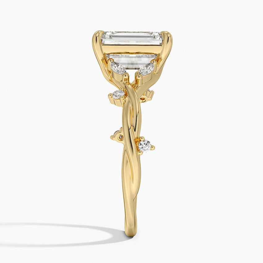 Azalea Twist Diamond Ring - Emerald Cut Center Stone