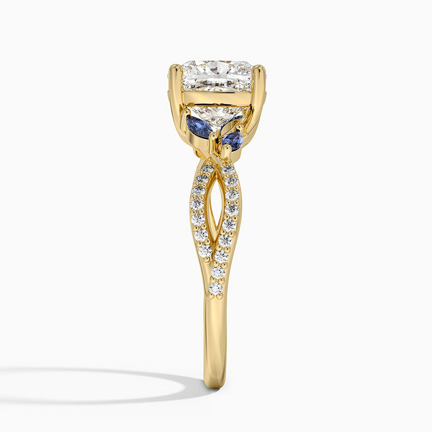 Luxe Willow Sapphire and Diamond Ring (1/8 ct. tw.) - Cushion Cut Center Stone