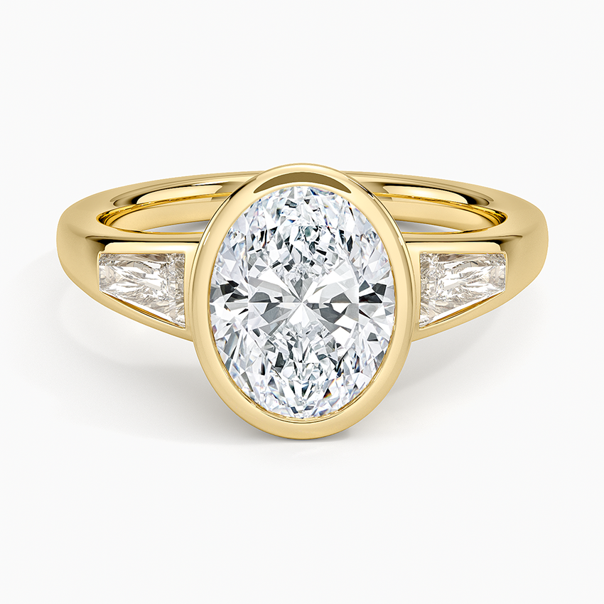 Hayes Three Stone Baguette Diamond Ring (1/2 ct. tw.) - Oval Cut Center Stone