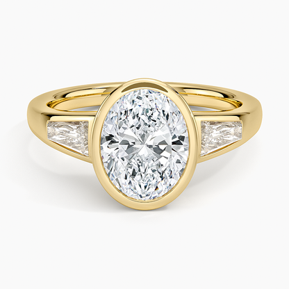Hayes Three Stone Baguette Diamond Ring (1/2 ct. tw.) - Oval Cut Center Stone
