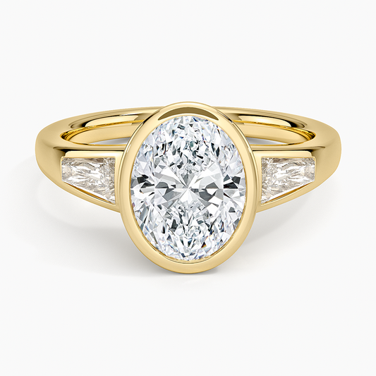 Hayes Three Stone Baguette Diamond Ring (1/2 ct. tw.) - Oval Cut Center Stone