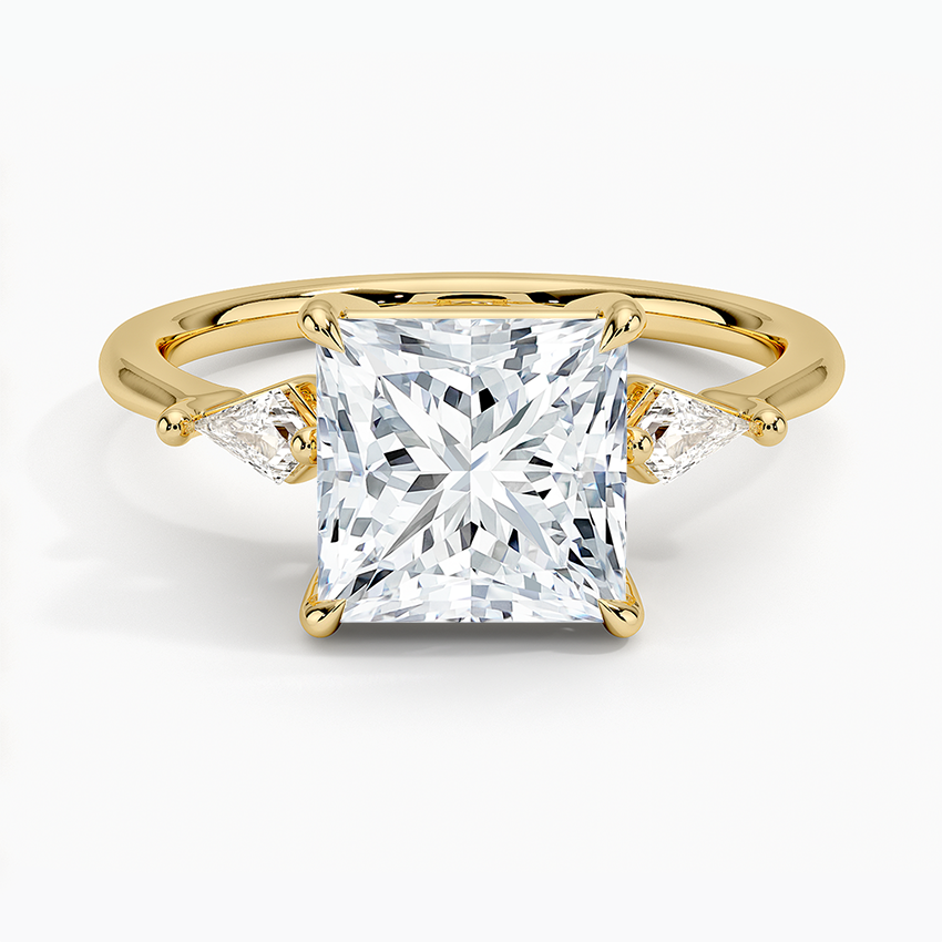 Cometa Three Stone Diamond Ring - Princess Cut Center Stone