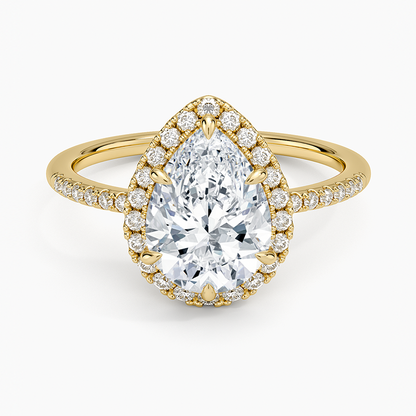 Cambria Halo Diamond Ring - Pear Center Stone
