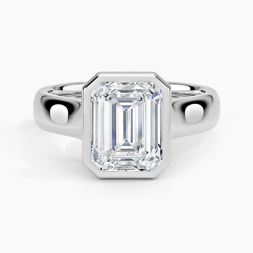 Luna 4mm Bezel Ring - Emerald Cut Center Stone