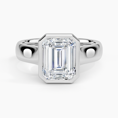 Luna 4mm Bezel Ring - Emerald Cut Center Stone